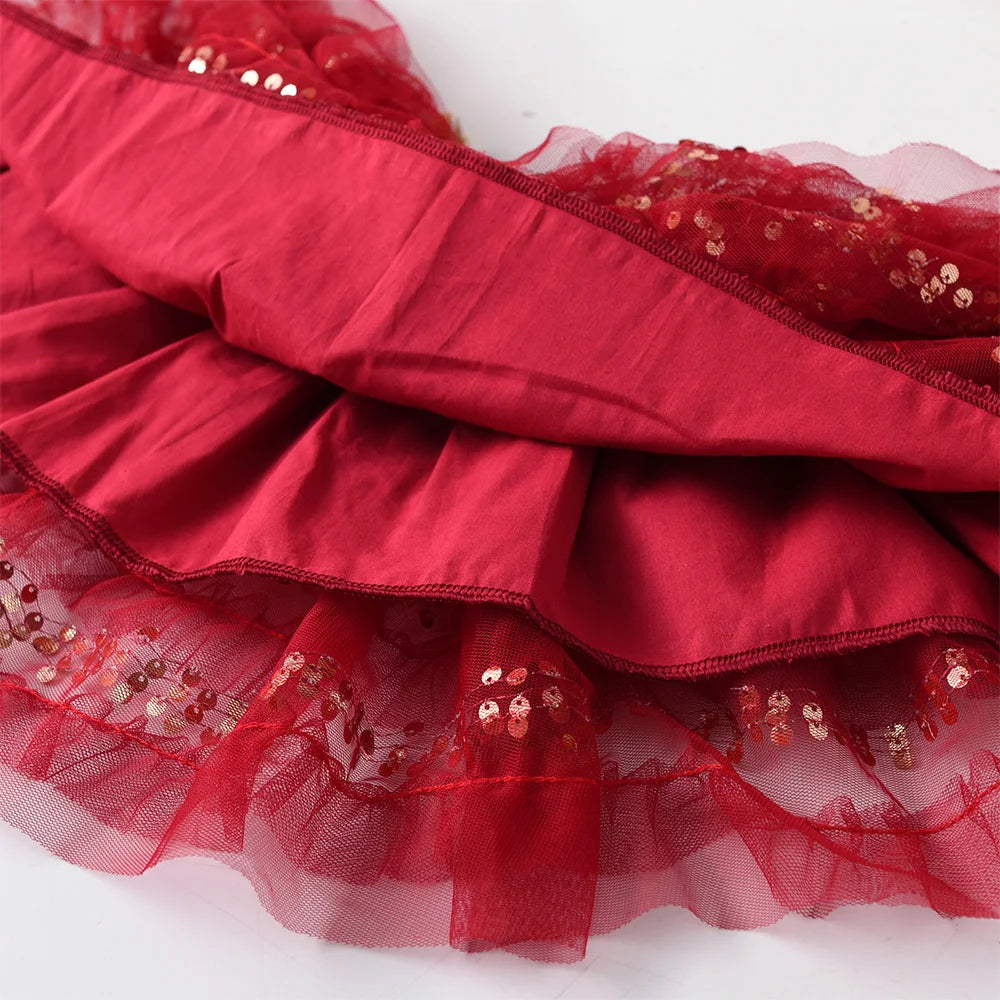 Red Sequin Tutu Layered Skirt for Girls