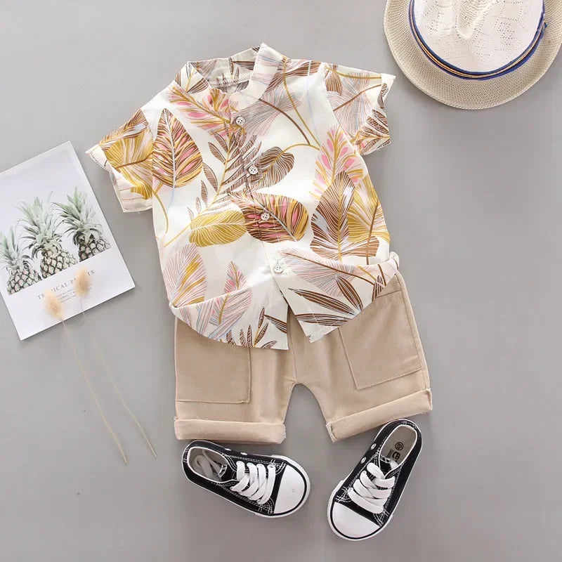 Baby Boy Summer Outfit – 2PCS Top & Shorts Set