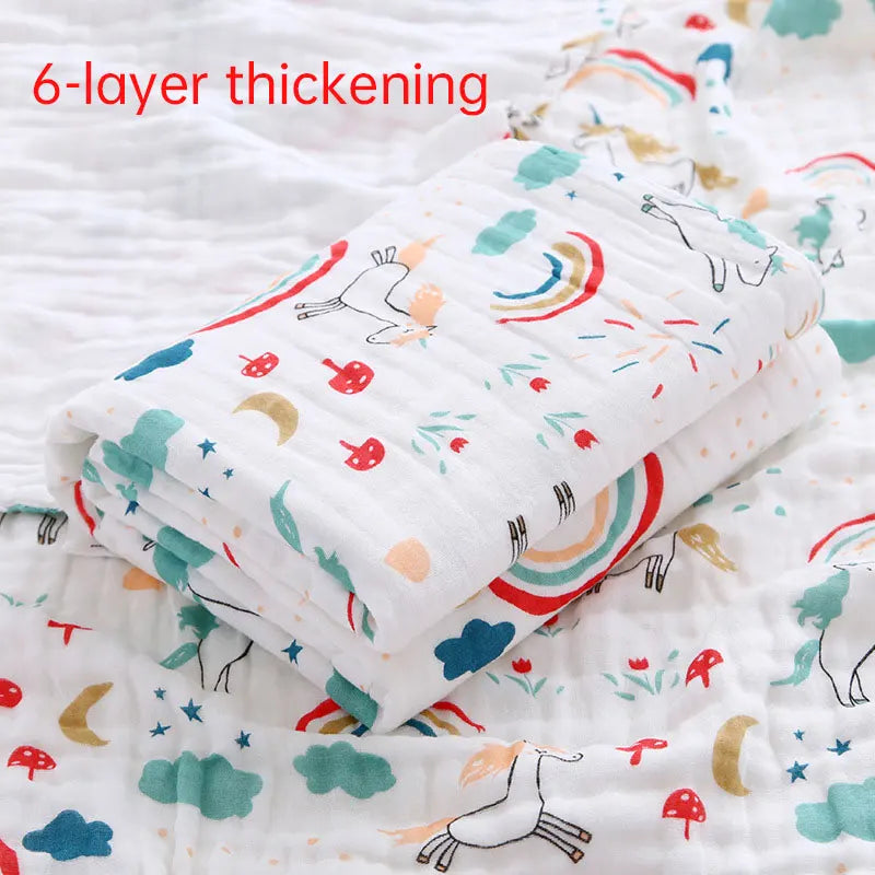 MOMSTAG 6-Layer Gauze Cotton Baby Bath Towel & Washcloth Set