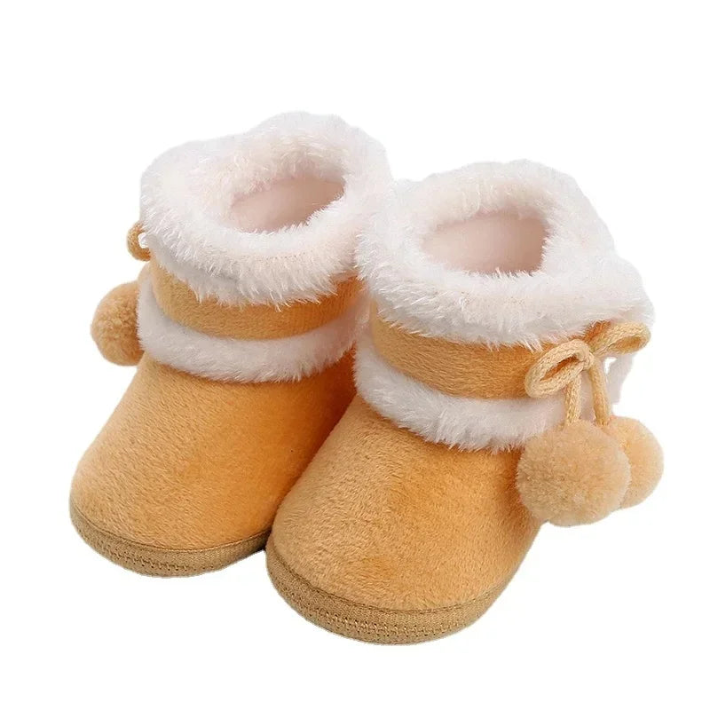 Solid Baby Booties with Pompom