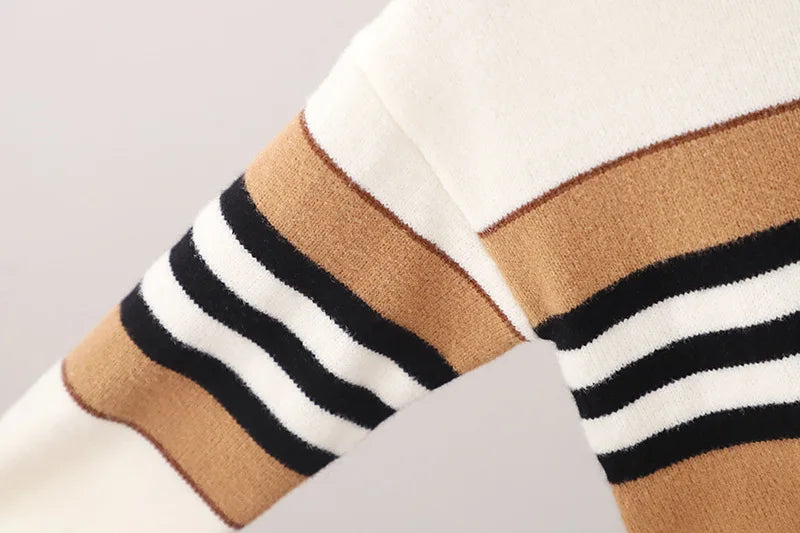 Boys Striped Turtleneck Knit Sweater
