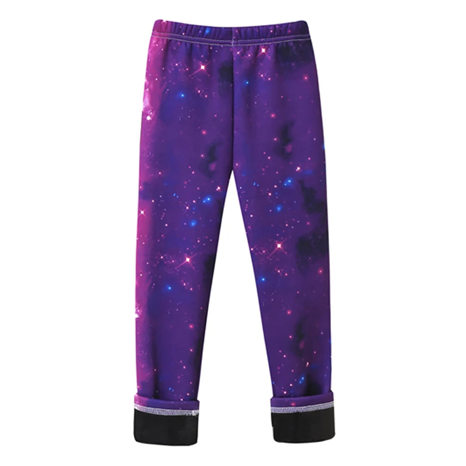 Girls Cozy Fleece-Lined Butterfly Leggings