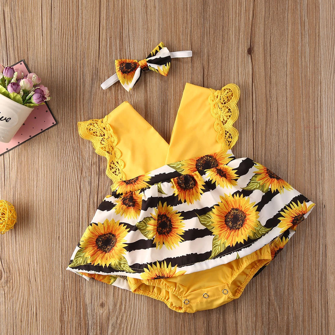 2-Piece Newborn Lace Dress & Princess Skirt with Red Flower Design (0-24M)