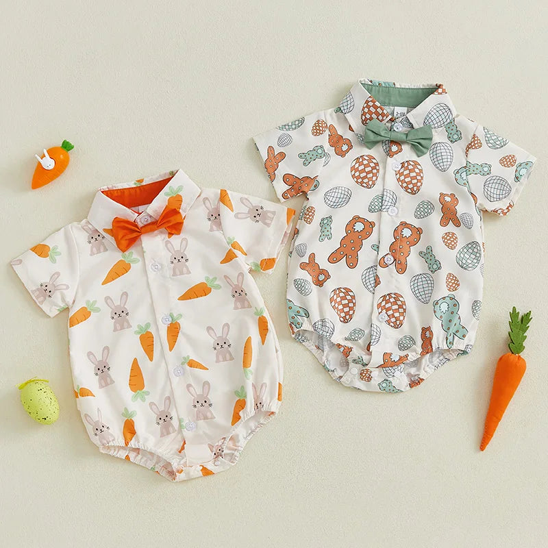 Infant Easter Outfit Lapel Collar Bodysuit