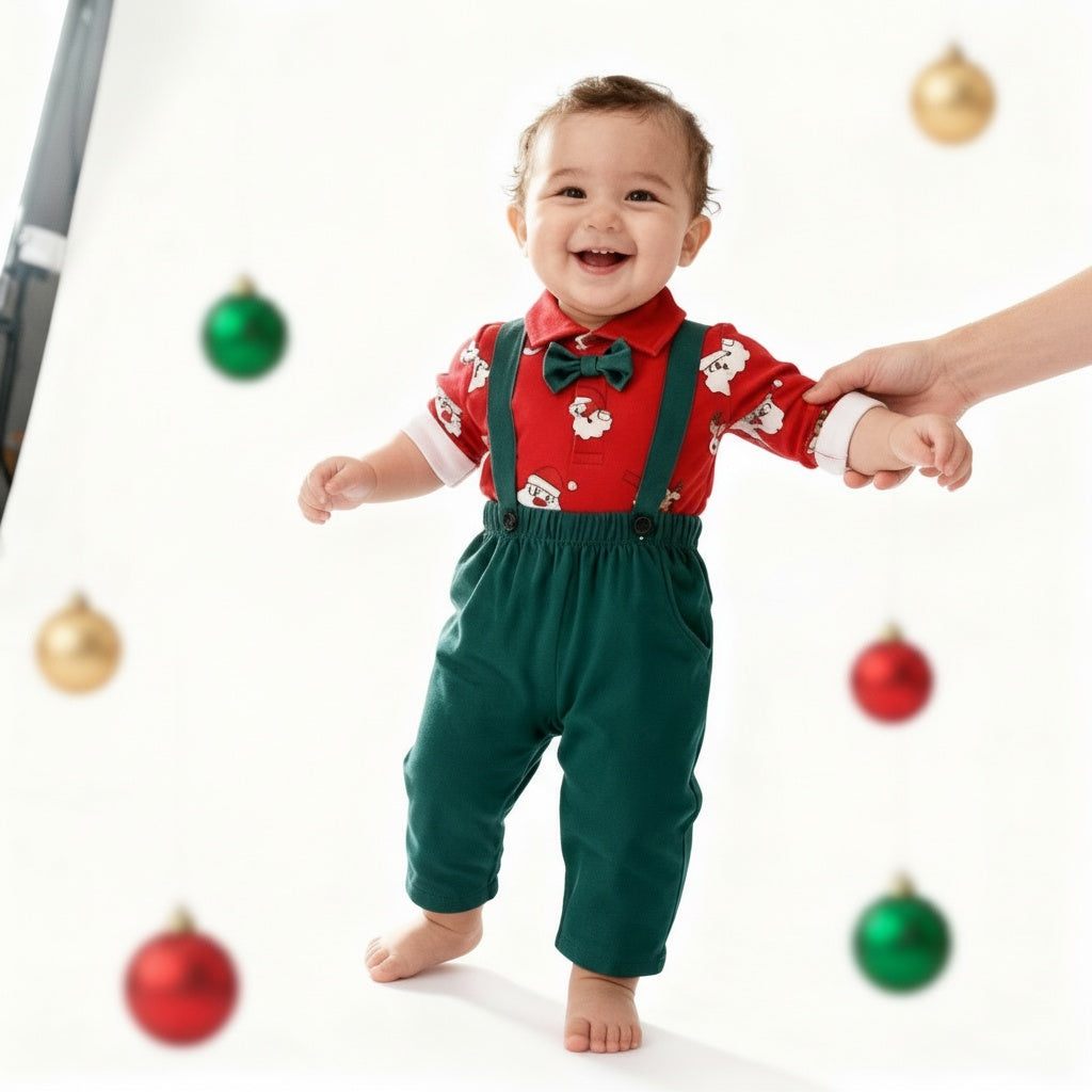 Festive Baby Christmas Jumpsuit & Pants Set