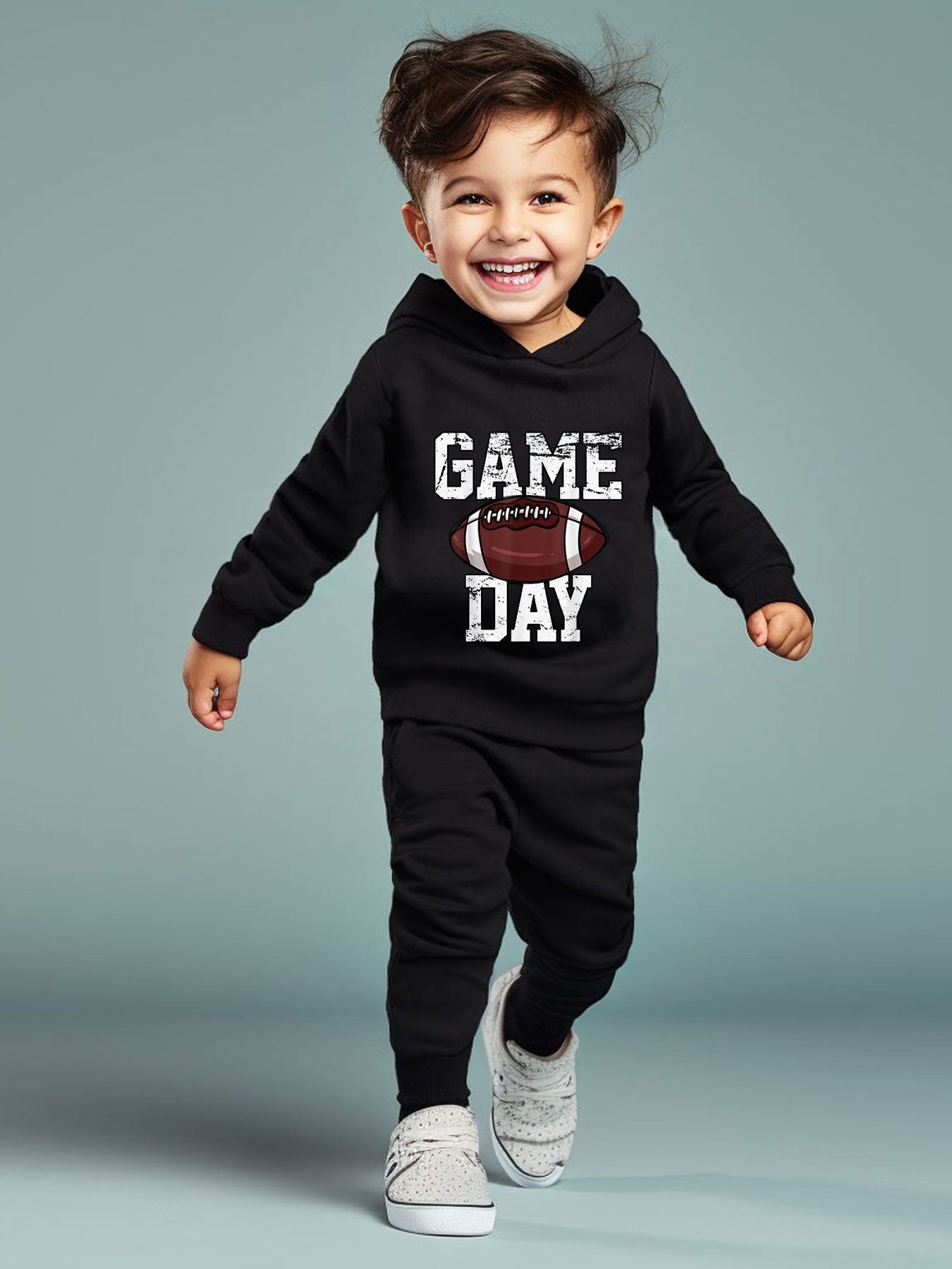 MOMSTAG 2pcs Boy's Football Print Hoodie + Pant Set