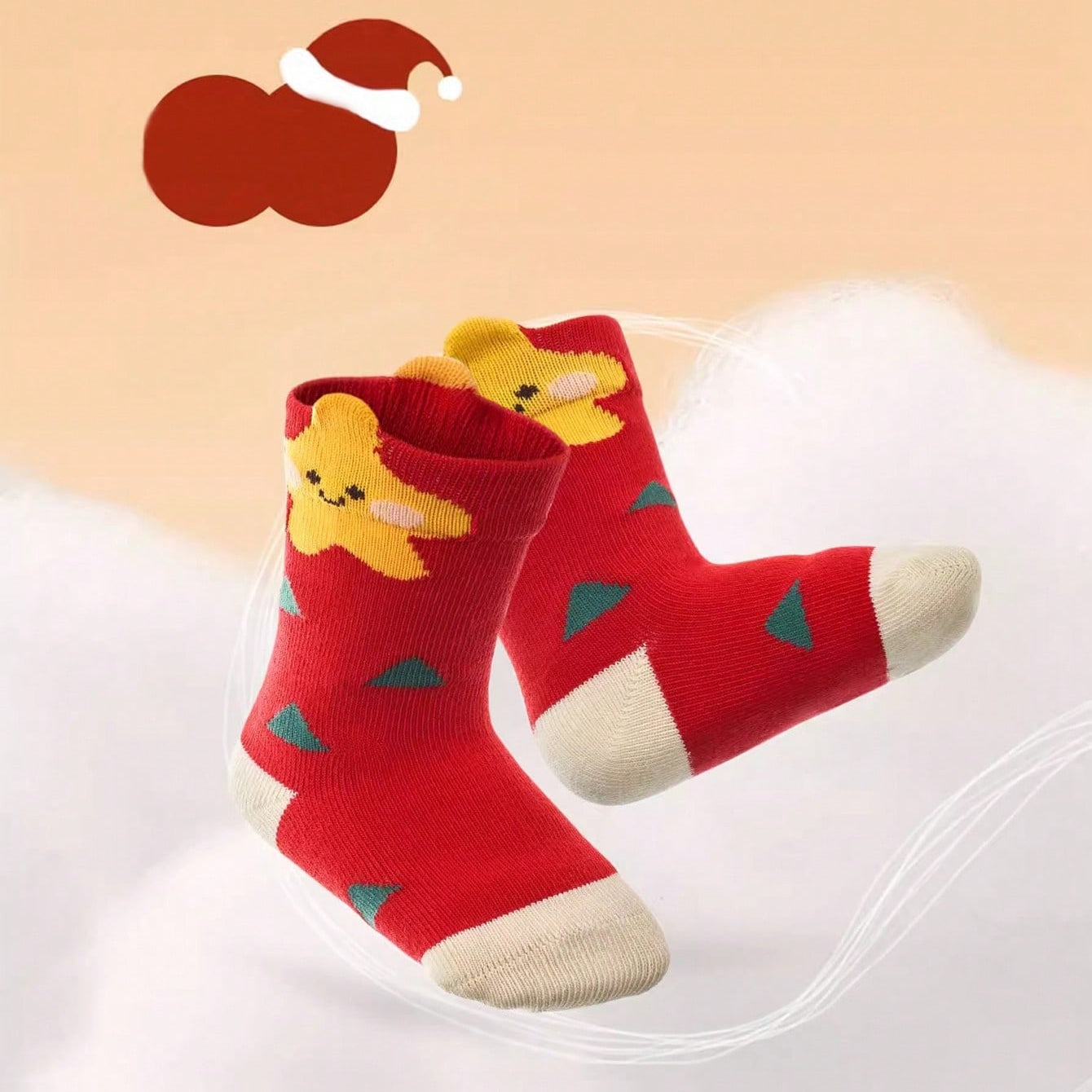 4pcs Festive Reindeer Kids Christmas Sock Set