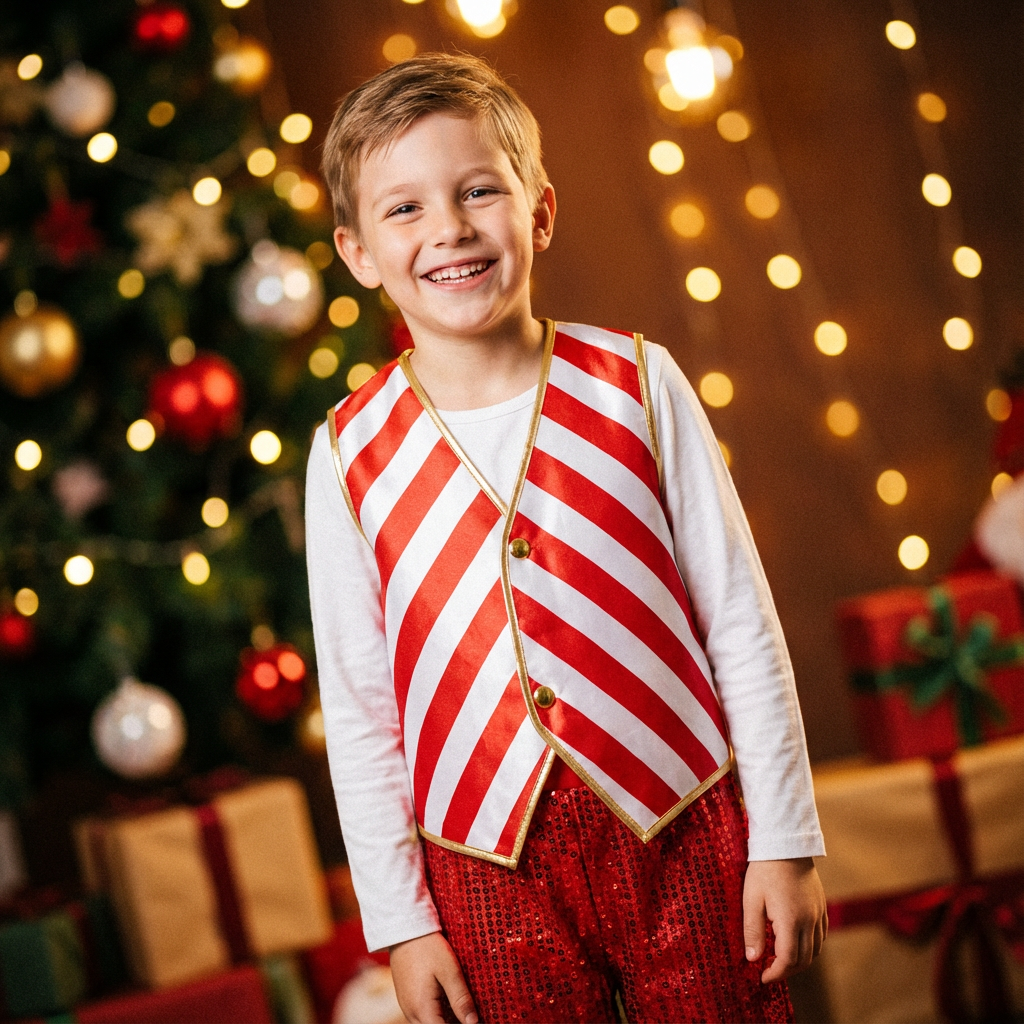 Candy Cane Striped Kids Christmas Vest