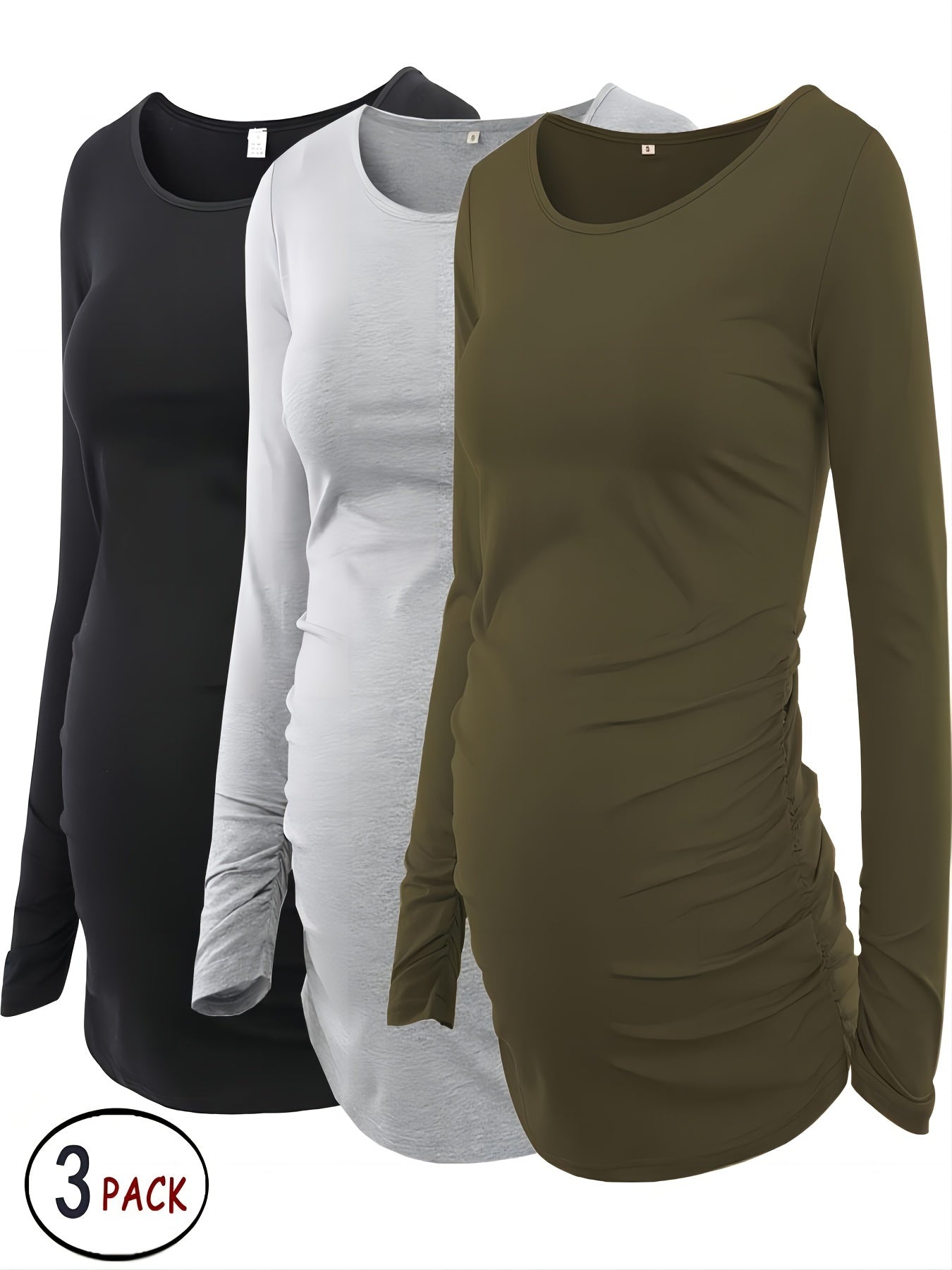 3Pack Women's Maternity Tunic Tops Long Sleeve