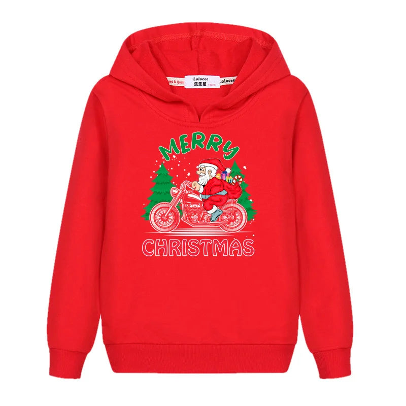 Christmas Santa Print Kids Hoodie Sweatshirt