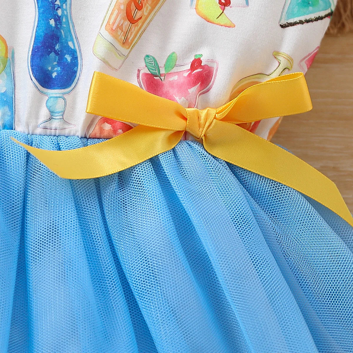 Girls Cute Summer Princess Dress Blue Party Gown