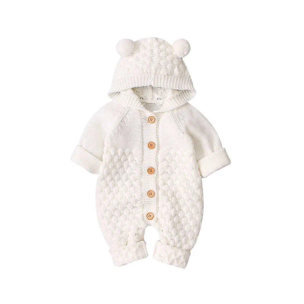 MOMSTAG Baby Knitted Hooded Romper Jumpsuit (3-24M)