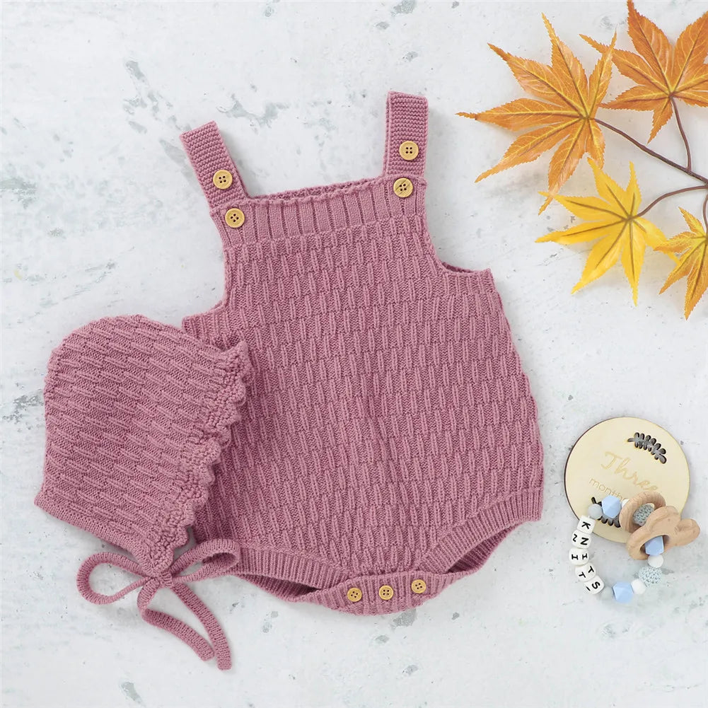 2Pcs Set Baby Knitted Romper Set