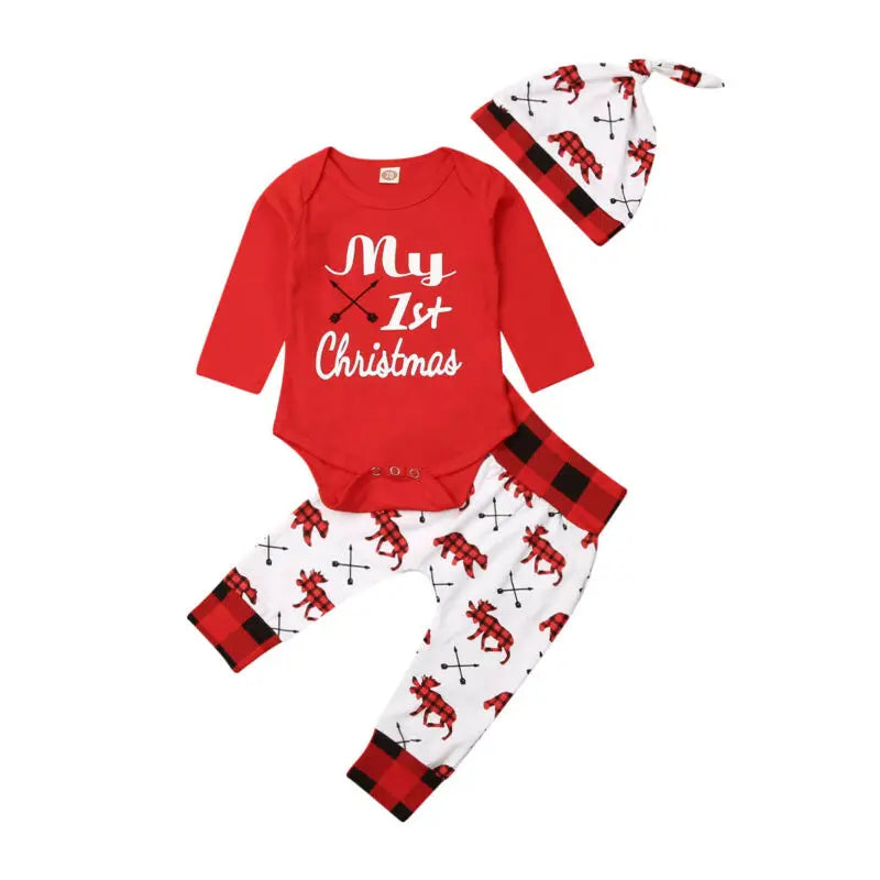 Lovely Baby Boy My First Christmas Letter Romper