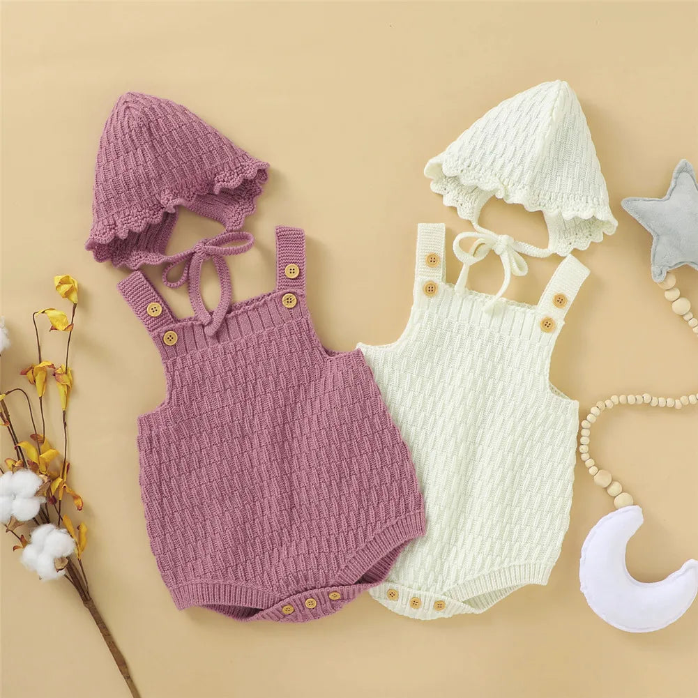 2Pcs Set Baby Knitted Romper Set