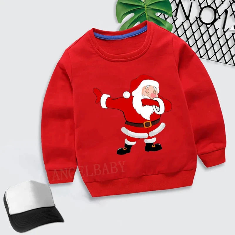 Kids Merry Christmas Dabbing Santa Pattern Cartoon Hoodies