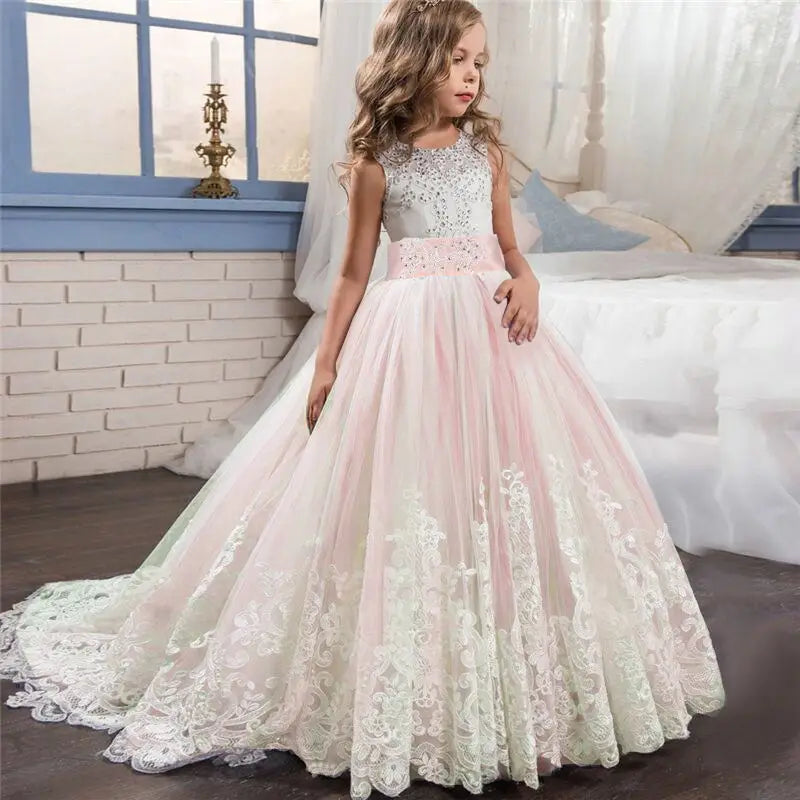 Children Flower Elegant Wedding Gown Vestidos Christmas Dress