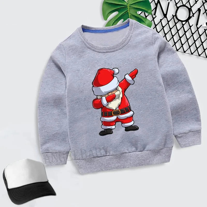 Kids Merry Christmas Dabbing Santa Pattern Cartoon Hoodies