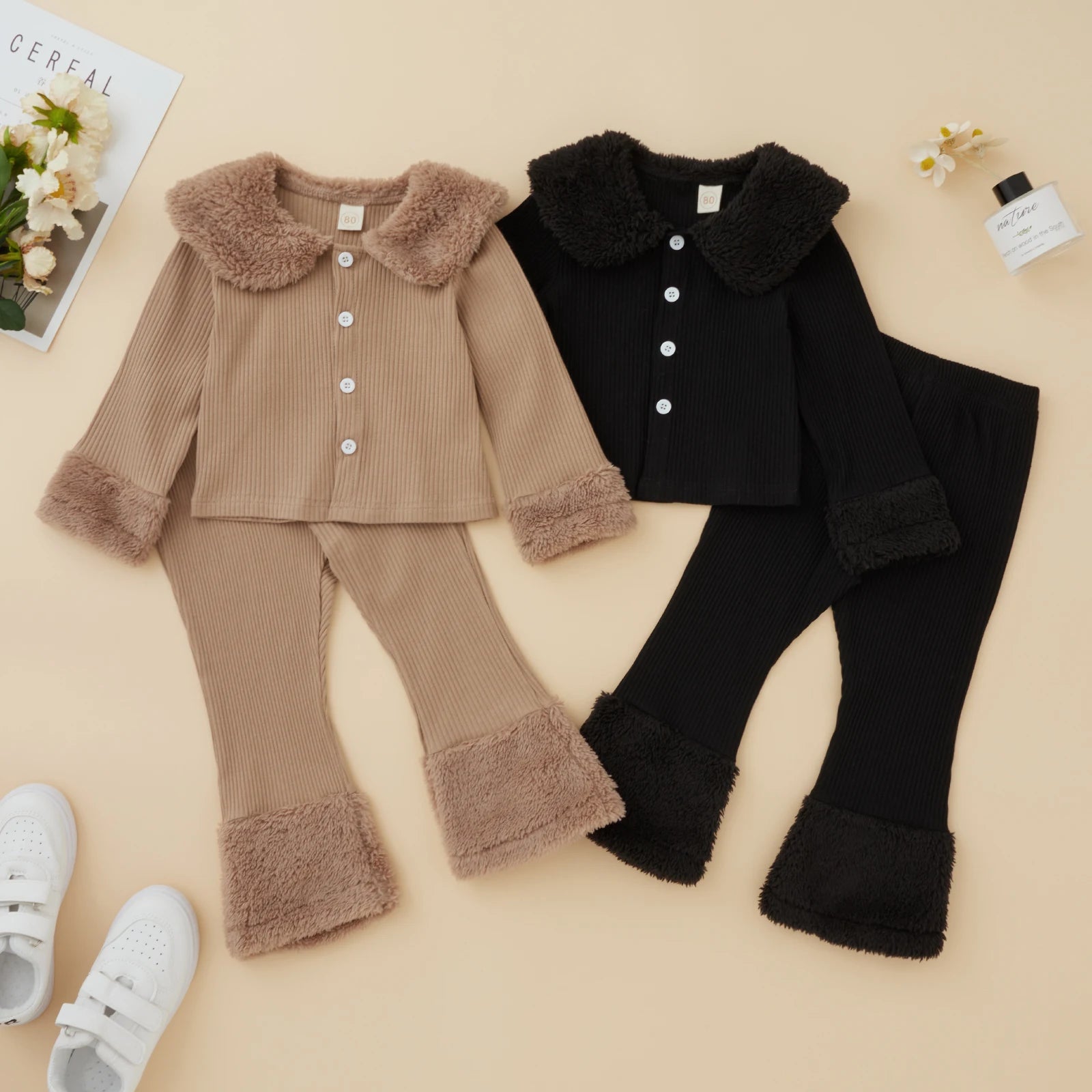 MOMSTAG Baby Girl Casual Autumn Winter Long Sleeved Jacket + Pant