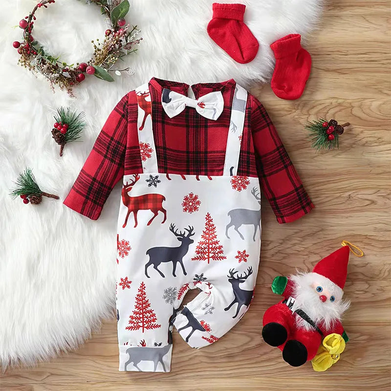 MOMSTAG Christmas Toddler Boy Long Sleeve Jumpsuit