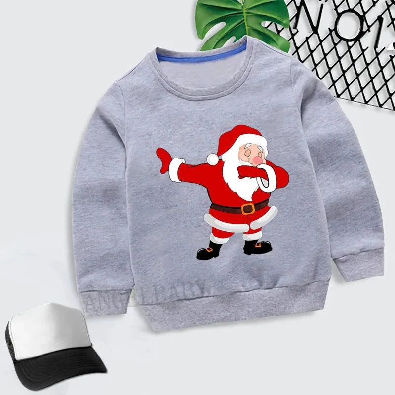 Kids Merry Christmas Dabbing Santa Pattern Cartoon Hoodies