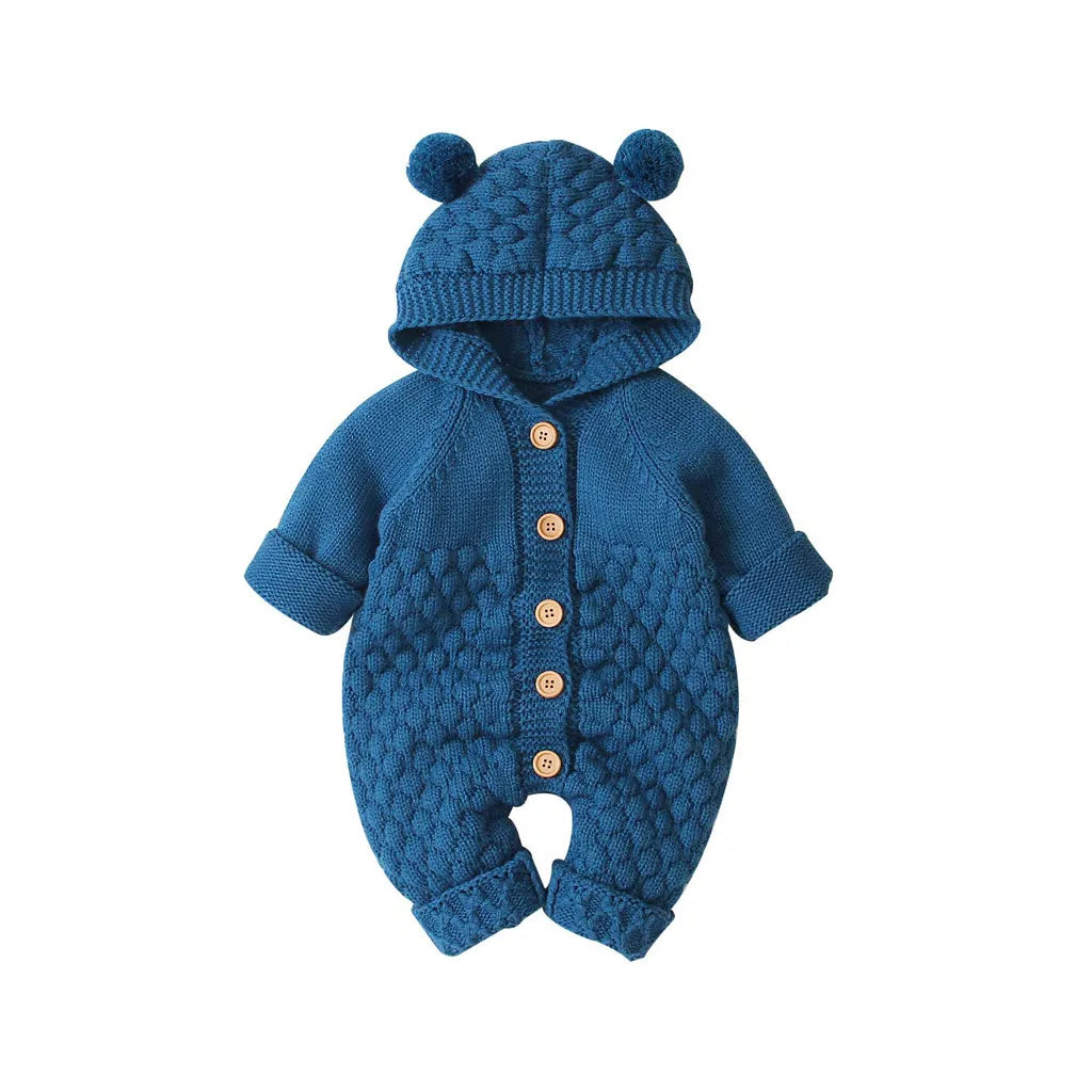 MOMSTAG Baby Knitted Hooded Romper Jumpsuit (3-24M)