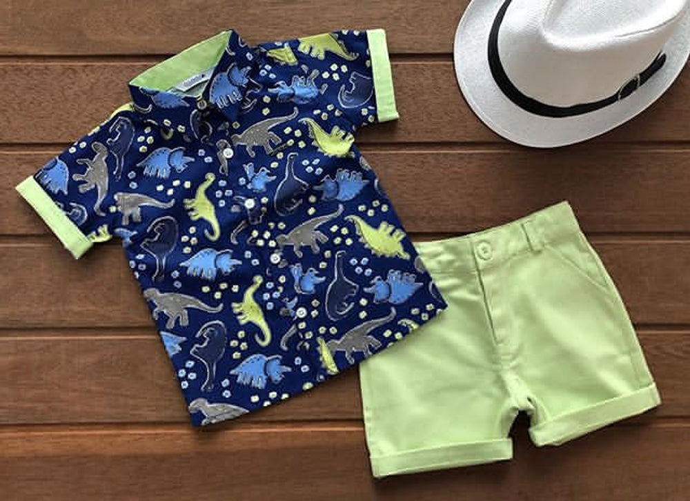 2PCS Cotton T-Shirt and Denim Shorts for Boys