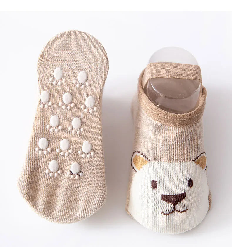 Soft Cotton Ankle Booties with Non-Slip Soles for Babies