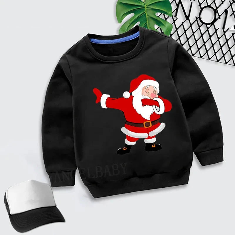 Kids Merry Christmas Dabbing Santa Pattern Cartoon Hoodies