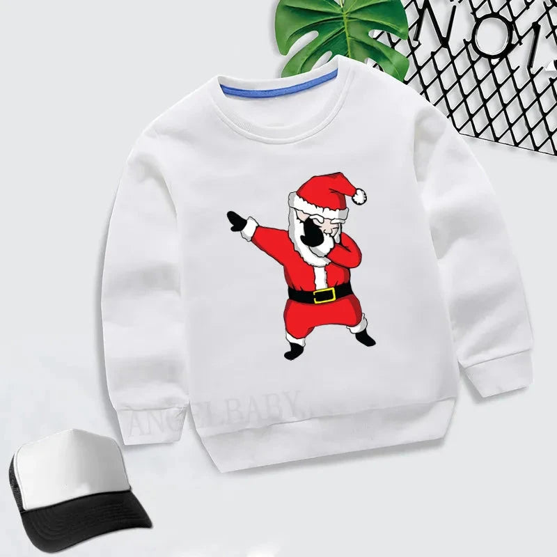 Kids Merry Christmas Dabbing Santa Pattern Cartoon Hoodies