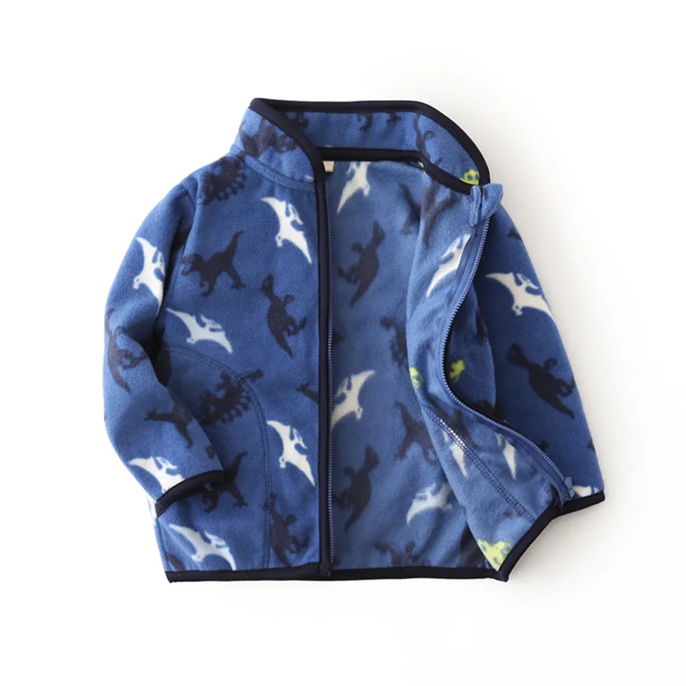 Dinosaur Fleece Hooded Kids Jacket 2T–5Y