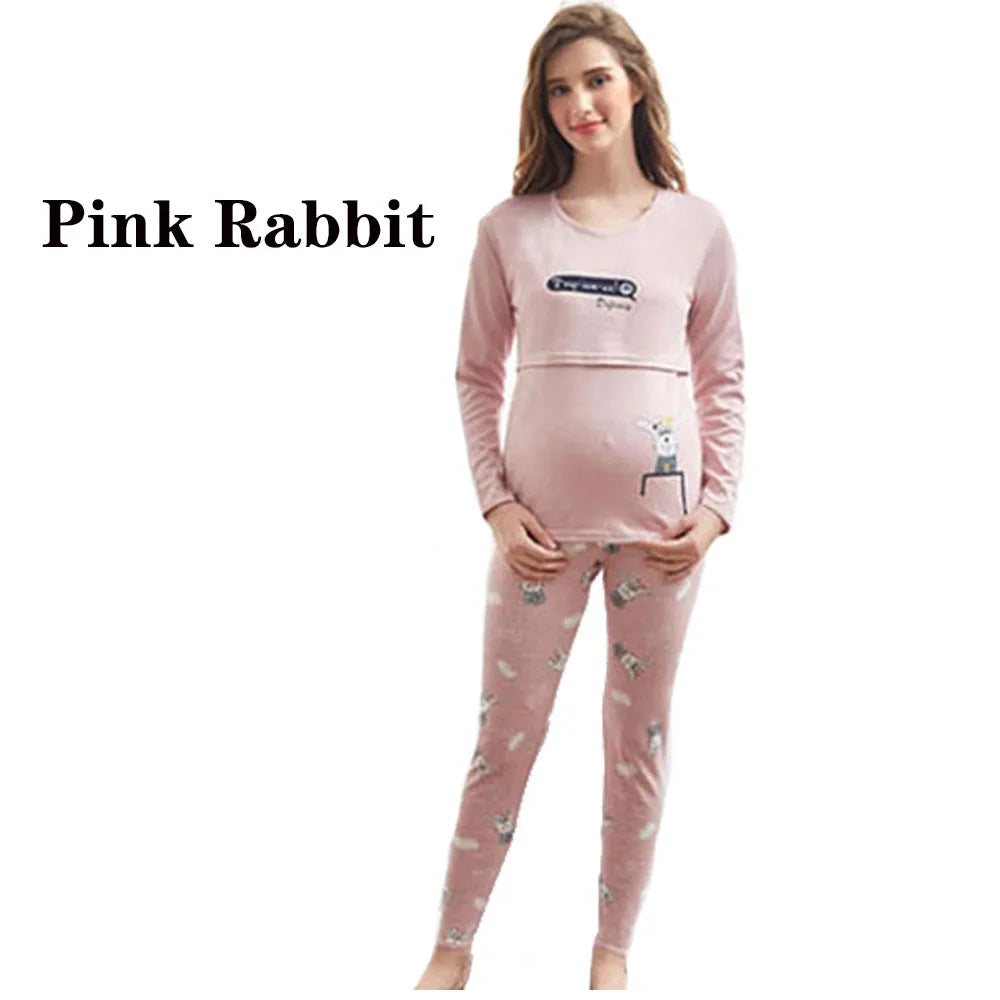 MOMSTAG Maternity Adjustable Pajama Set (Nursing Top & Pants)