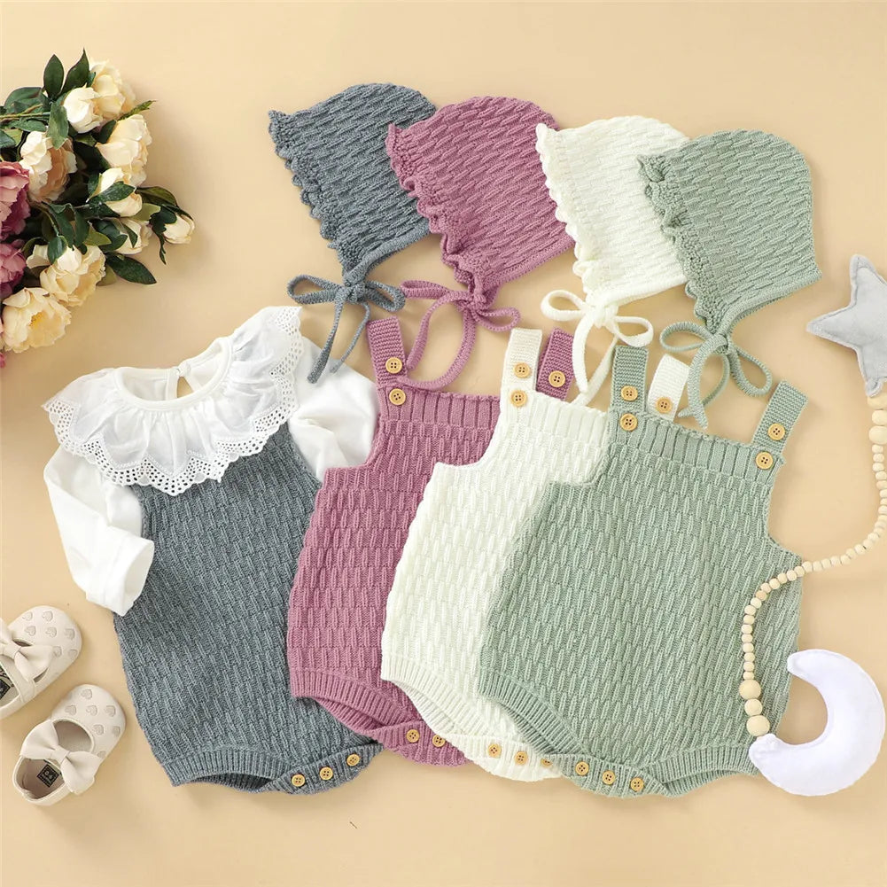 2Pcs Set Baby Knitted Romper Set