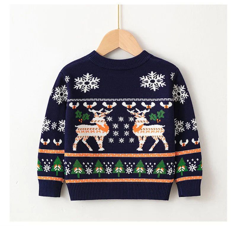 navy autumn kids pullover reindeer christmas