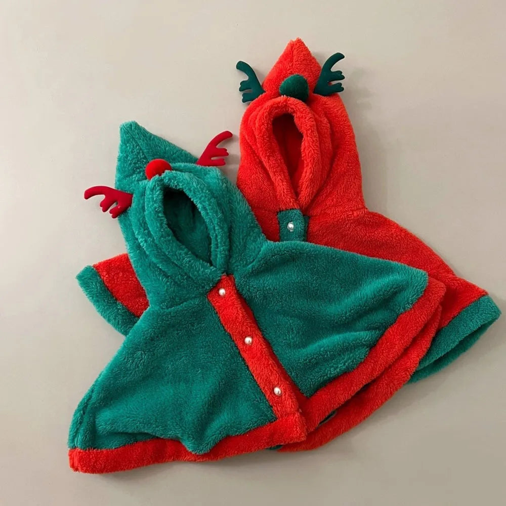 Cozy Fleece-Lined Baby Poncho Christmas Coat