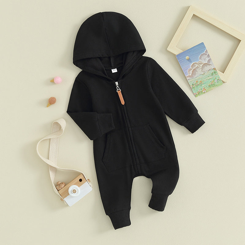 MOMSTAG Newborn Zipper Hooded Jumpsuit Romper Winter Outfit