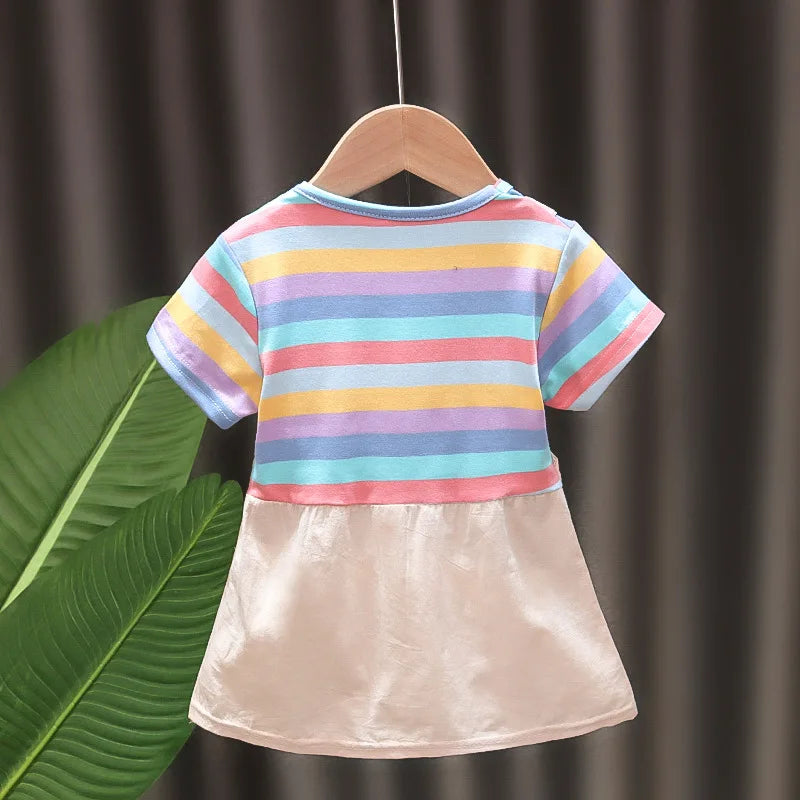 MOMSTAG Baby Girl Dress - Striped Cotton Casual Wear