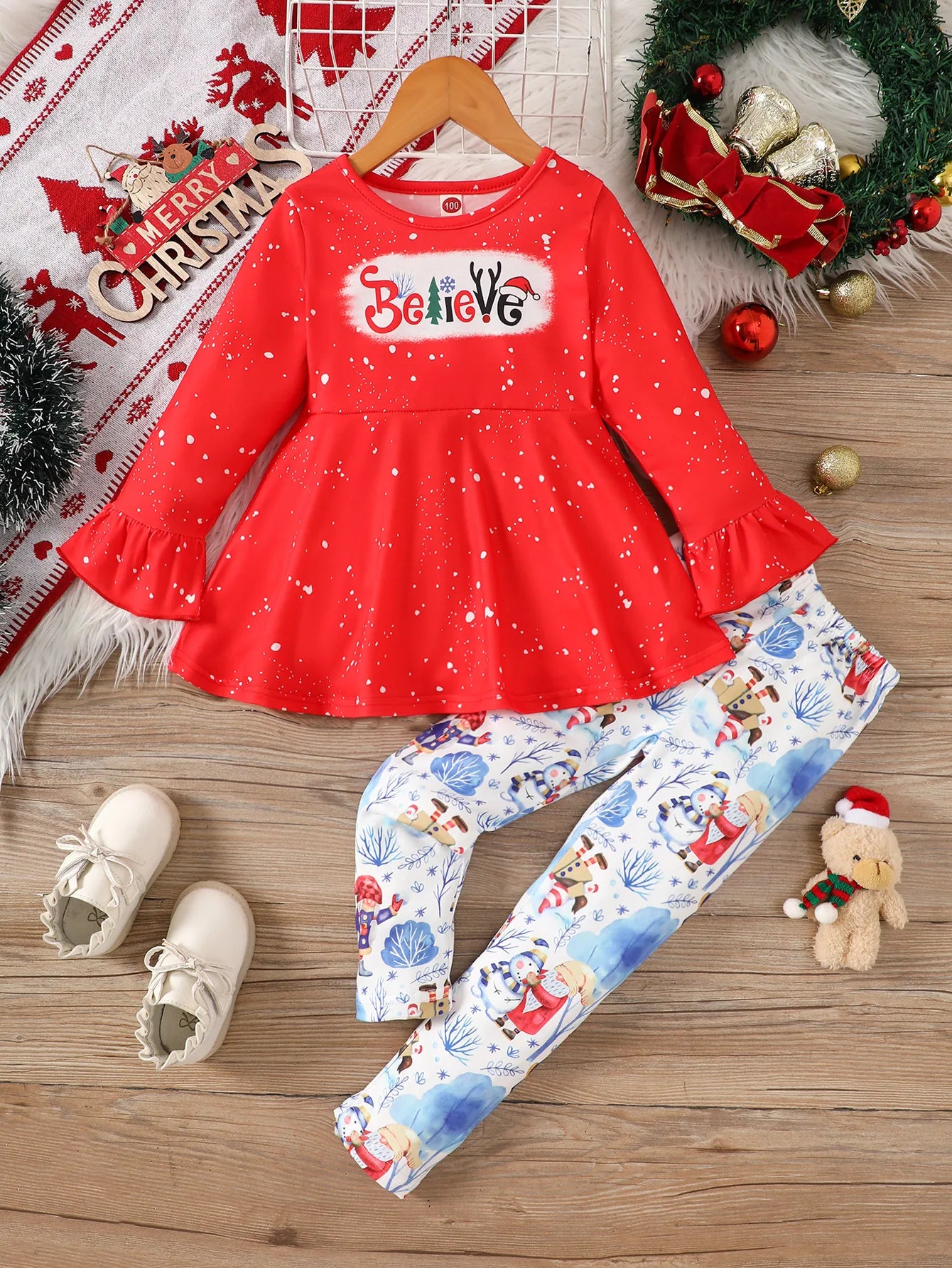 Toddler Girl Christmas Outfit – 2PC Festive Set