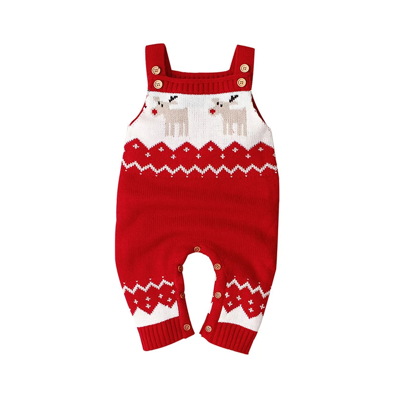 Red Reindeer Knit Baby Romper
