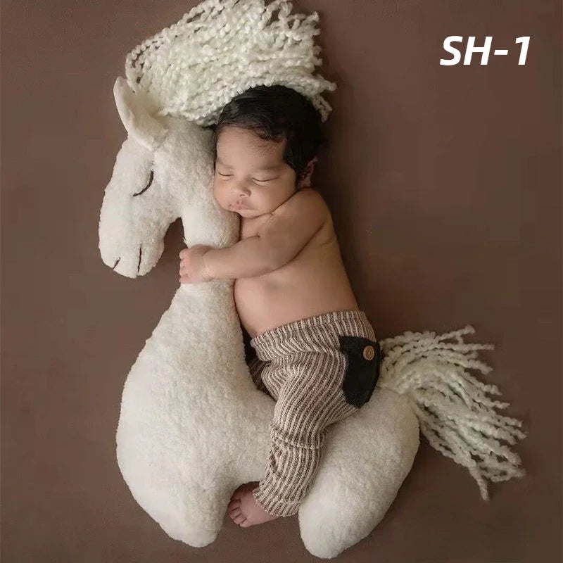 Newborn Photography Props Unicorn Posing Horse Pillow Cushion Blanket Backdrops Photo Studio Photo Mat Cute Plush Doll Decor