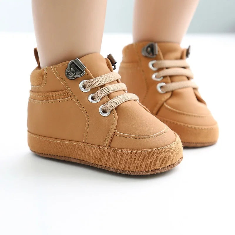 Cotton Sole Anti-slip PU Leather First Walkers Crawl Crib Moccasins Shoes for baby boys