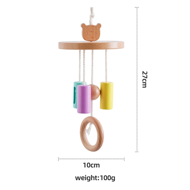 Baby Wooden Montessori Toys - Mobile Crib Bed Bell Musical Rattle Hanging Toys