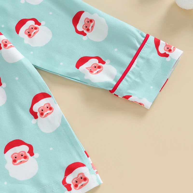 Cozy Santa Print Christmas Pajama Set