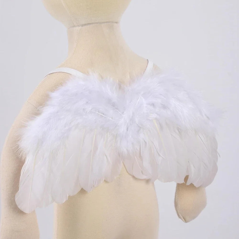 Newborn Angel Feather Wings & Leaf Flower Headband Set - Photography Props/Halloween Costume