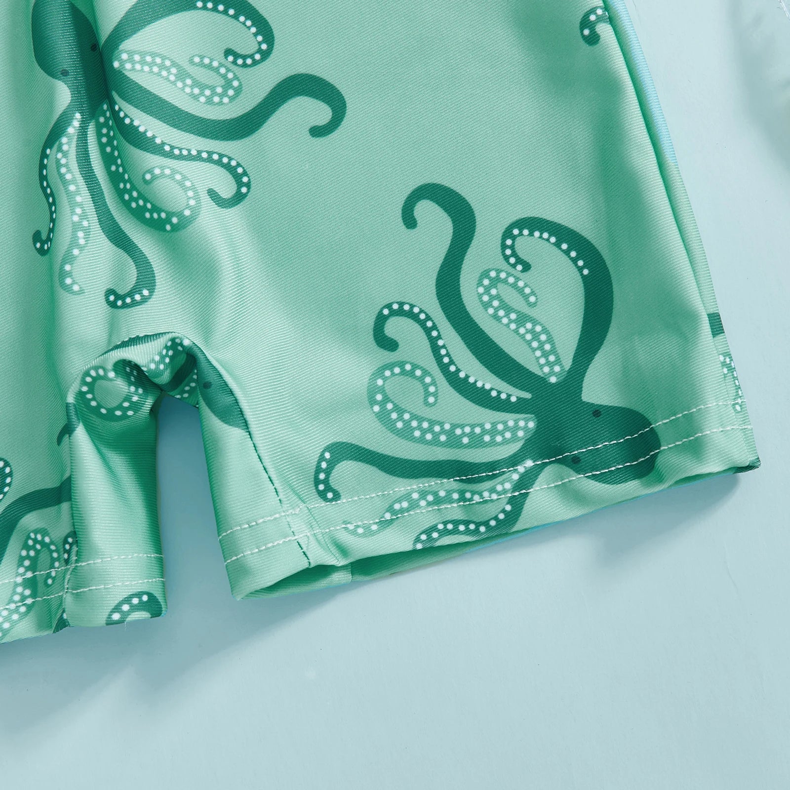 Cute Octopus Print Zip-Up Short Sleeve Swimwear