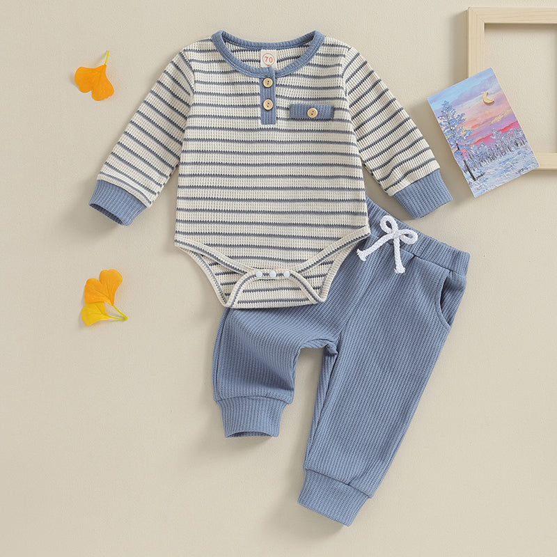 MOMSTAG Newborn Baby Boy Girl Fall Winter Romper Long Pants Set