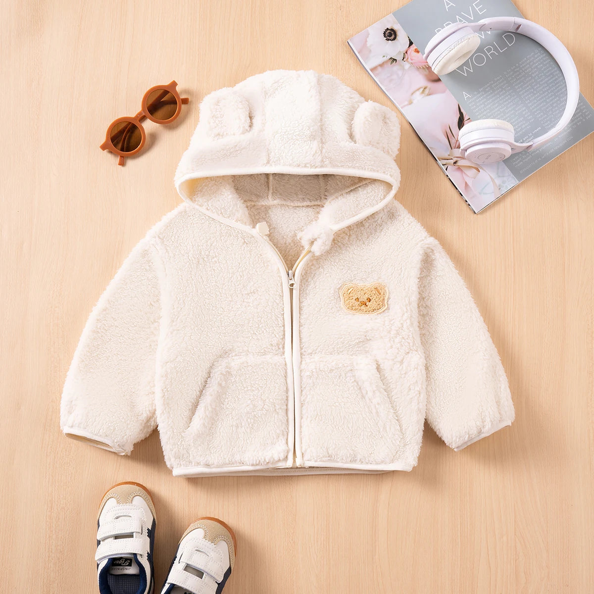Girls Polyester Winter Hooded Coat 80-120