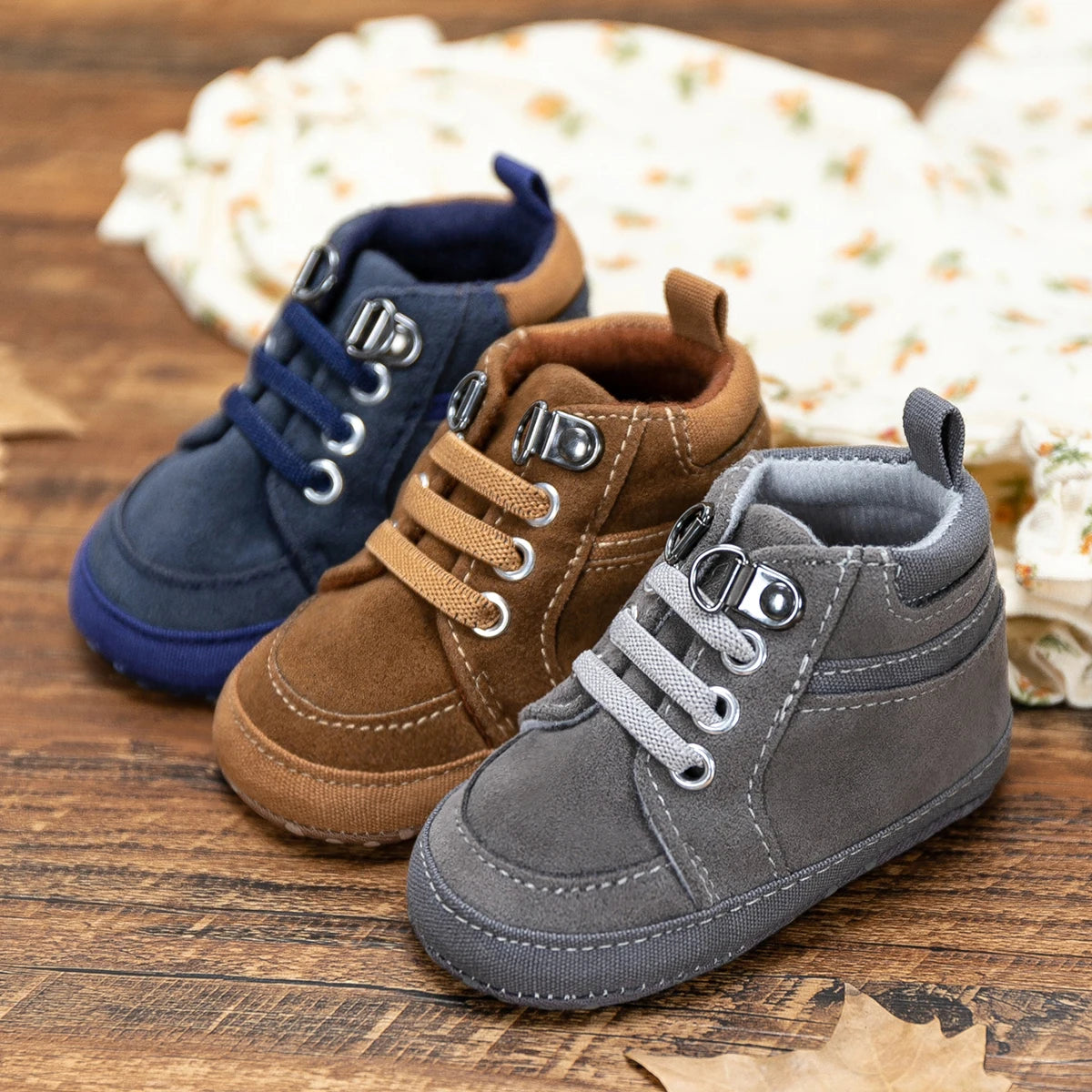 Cotton Sole Anti-slip PU Leather First Walkers Crawl Crib Moccasins Shoes for baby boys