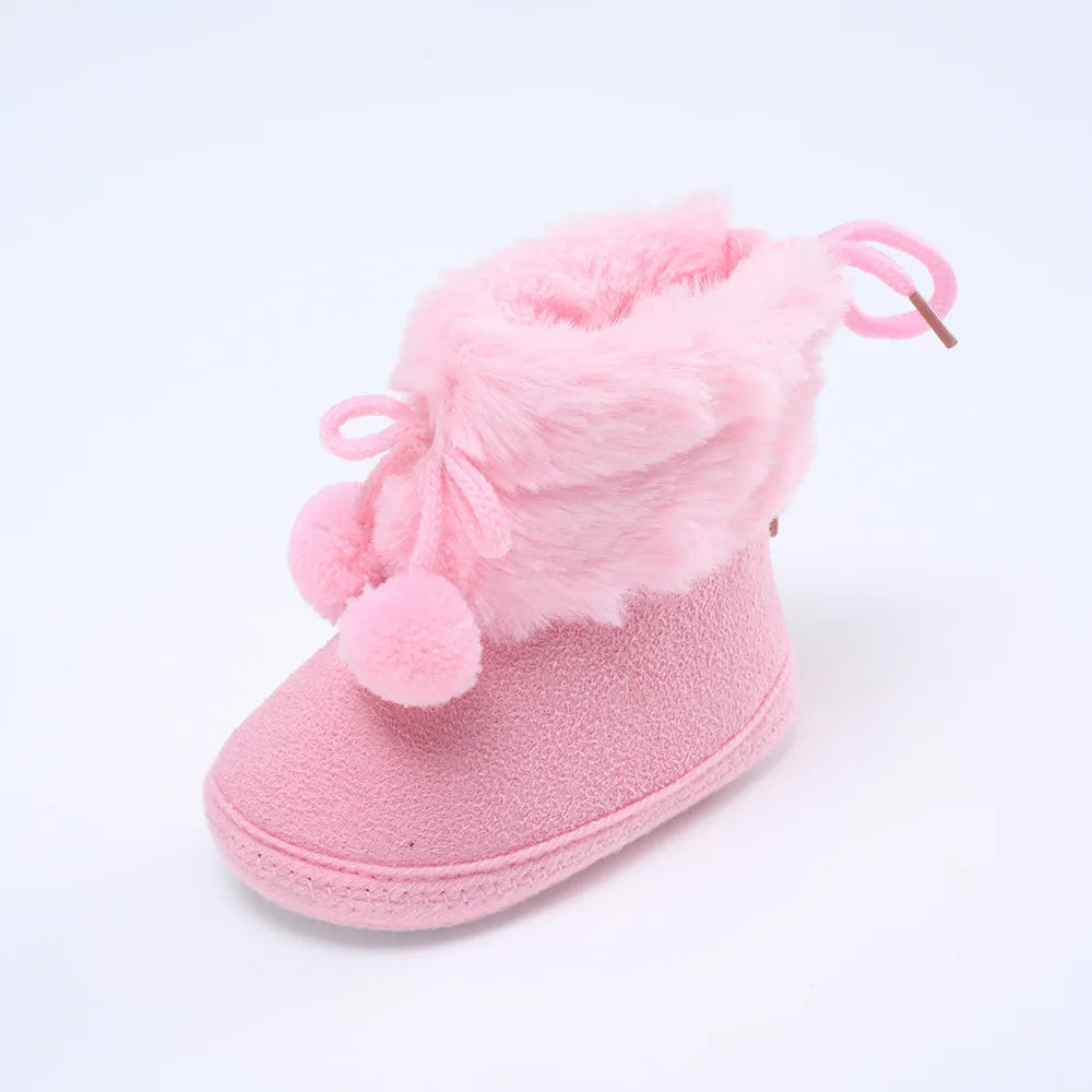 Soft Sole Fur Snow Booties for Babies