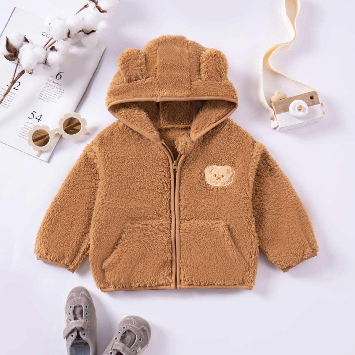 Girls Polyester Winter Hooded Coat 80-120